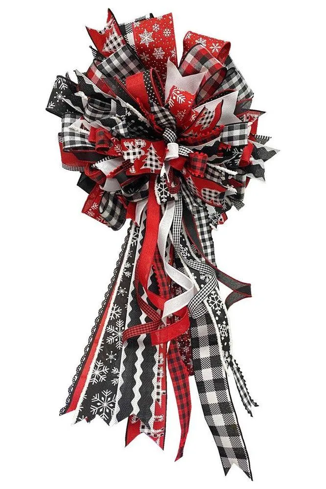 1.5" Check with Poms Ribbon: Red (10 Yards)