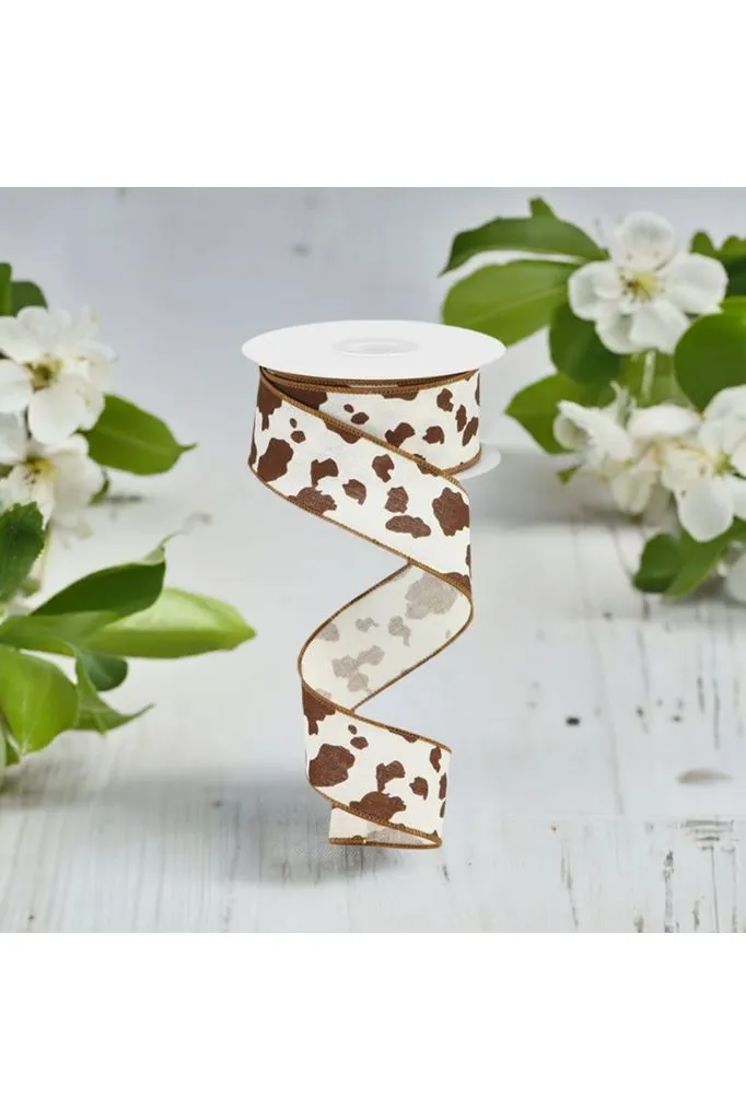 1.5" Cowhide Print Ribbon: Brown & White (10 Yards)