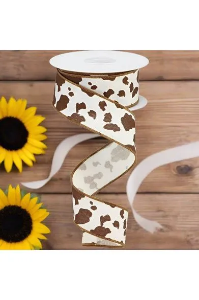 1.5" Cowhide Print Ribbon: Brown & White (10 Yards)