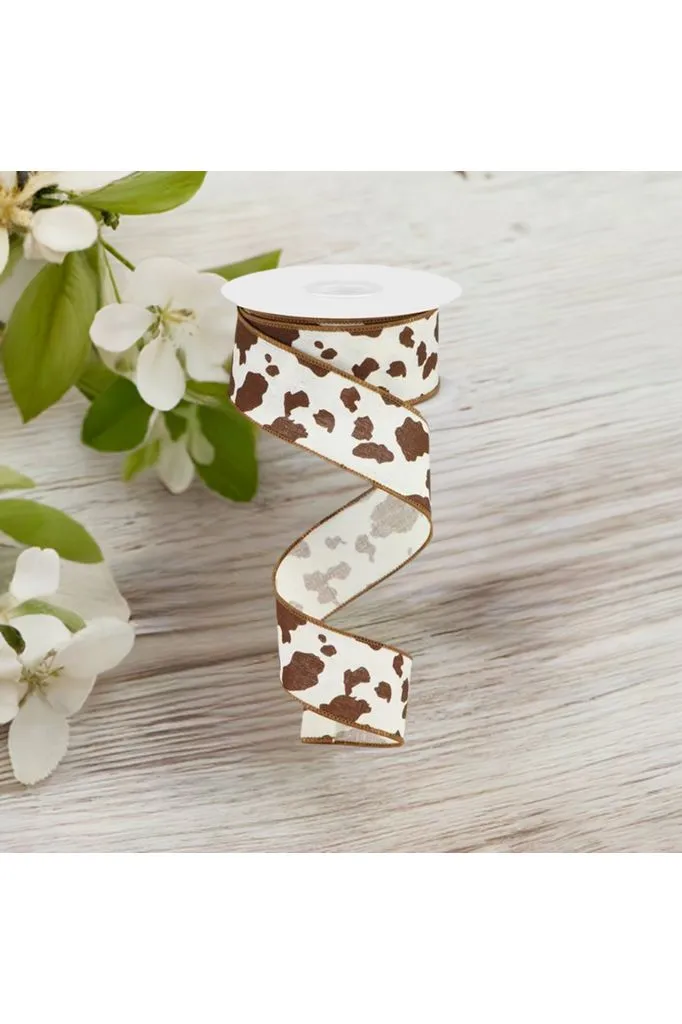 1.5" Cowhide Print Ribbon: Brown & White (10 Yards)