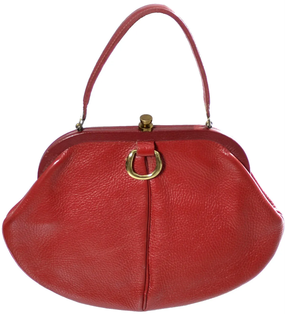 1960's Red Leather Roger Van S Vintage Handbag Purse