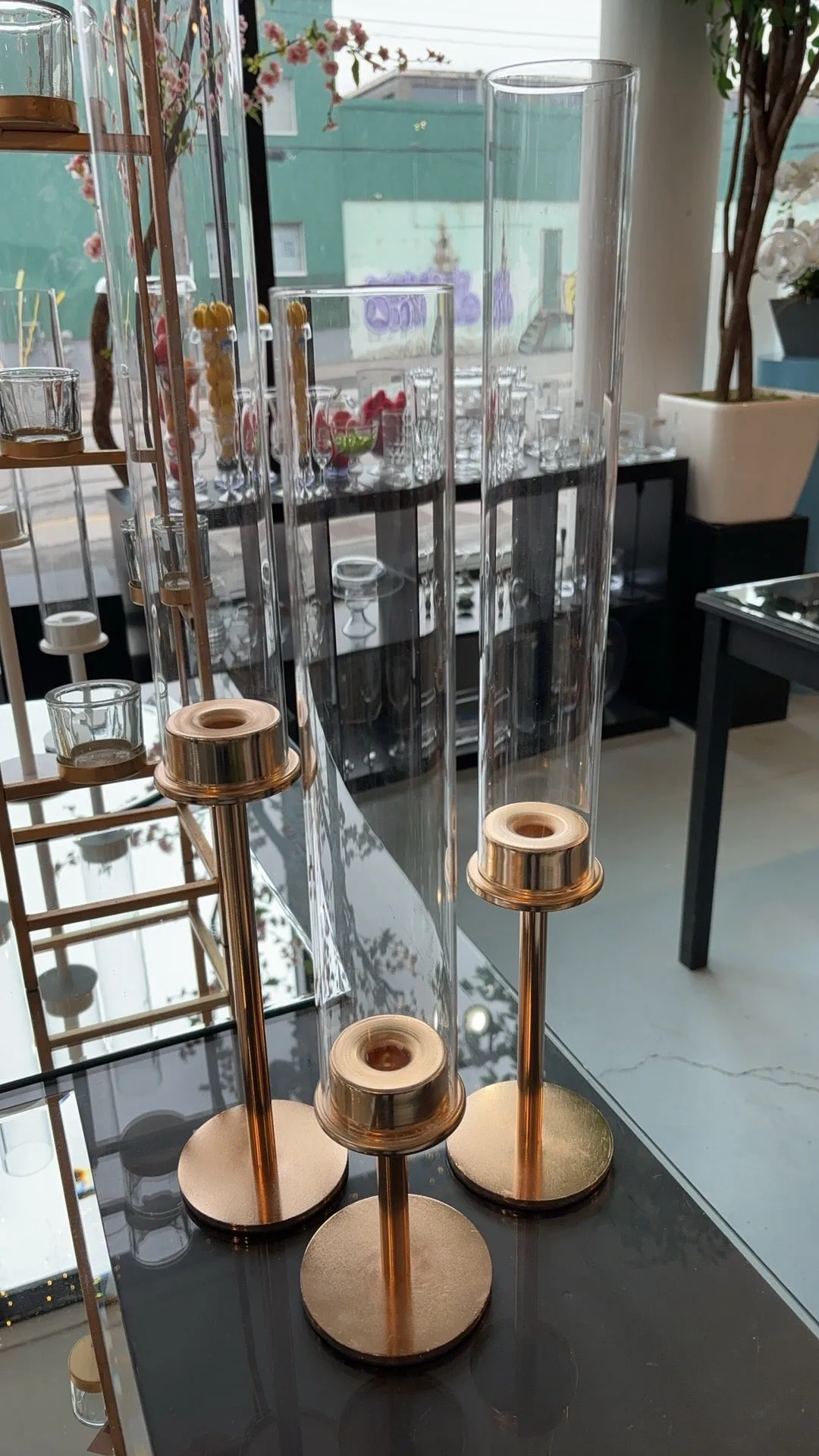 6” 8.5” & 11.5” Candleholder set of 3 metal new (without tube)