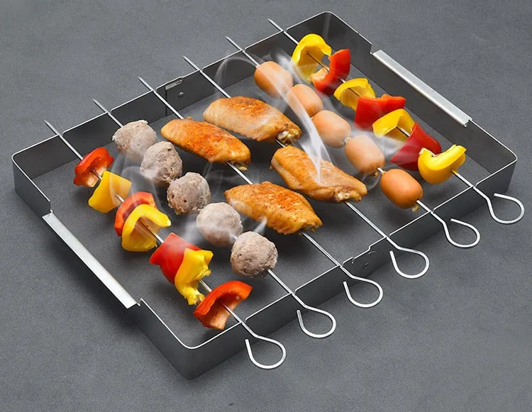 6pcs Barbecue Fork Outdoor Flat Durable Tool Reusable Grilling Sticks Rack