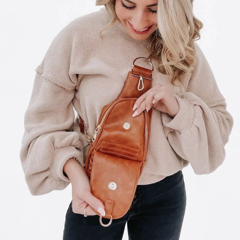 Adventure Awaits Sling Bag in Brown