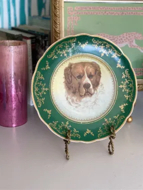 Antique Plate, Green and Gold Detail, St. Bernard