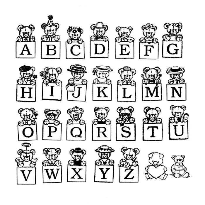Bear Alphabet Rubber Stamp Set