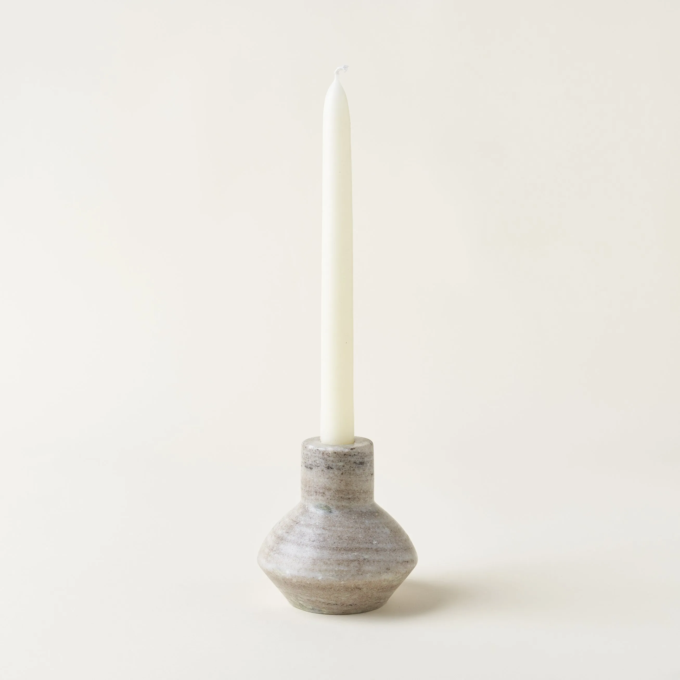 Beige Marble Taper Holder