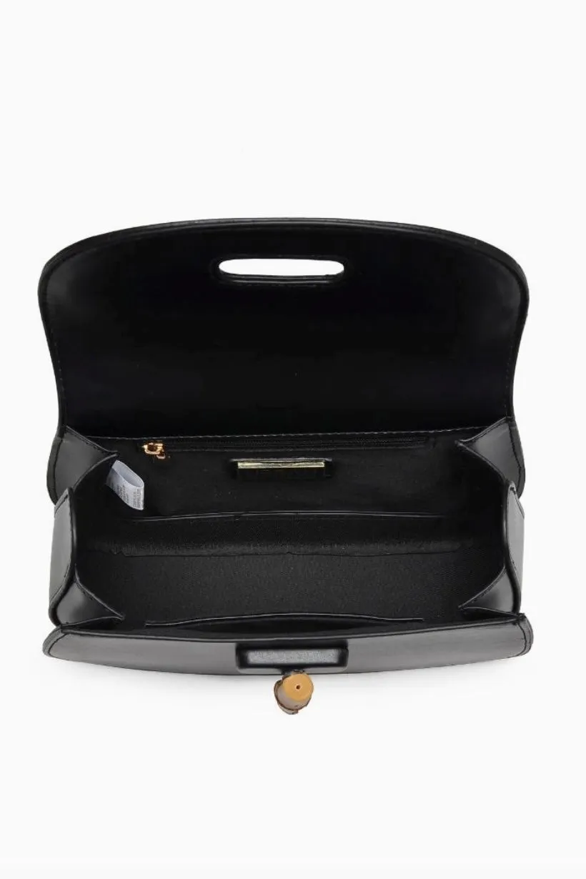 Black Bamboo Top Handle Crossbody Handbag