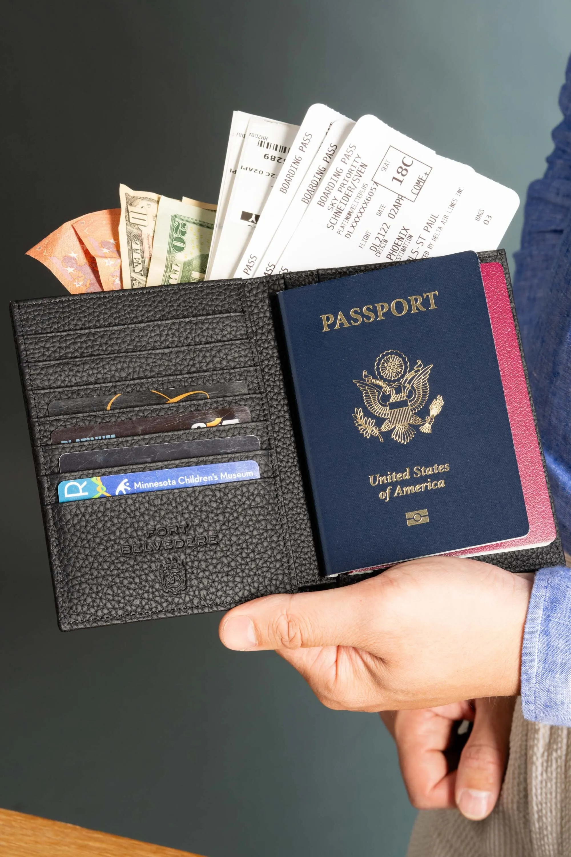 Black Full-Grain Togo Leather Passport Holder
