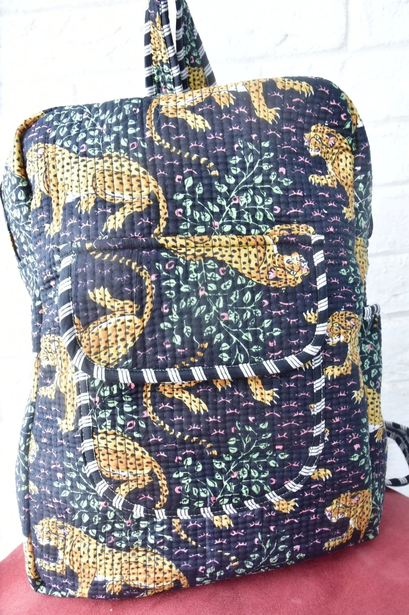 Black Leopard Print Backpack