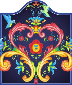 Blue Rosemaling Ceramic Cheeseboard Trivet