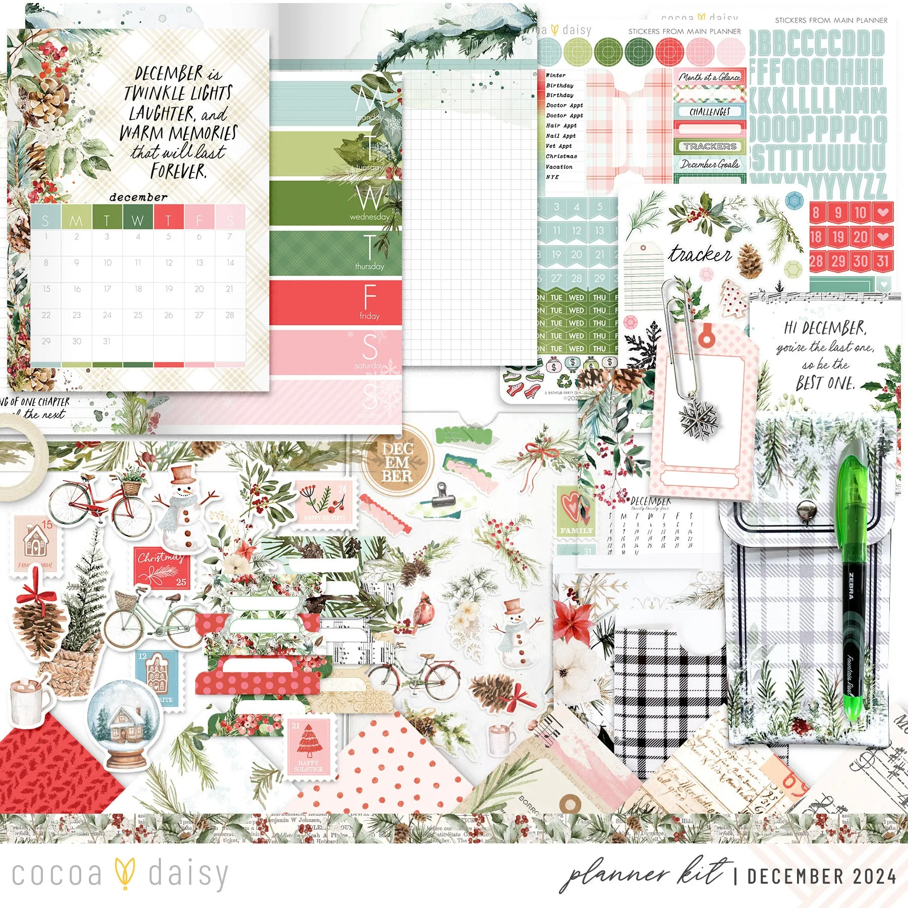 Cedar & Snow Planner Kit - Choose your insert or notebook - December 2024