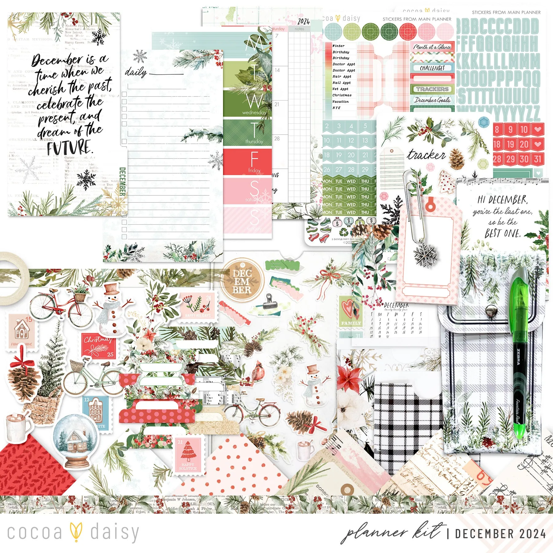 Cedar & Snow Planner Kit - Choose your insert or notebook - December 2024