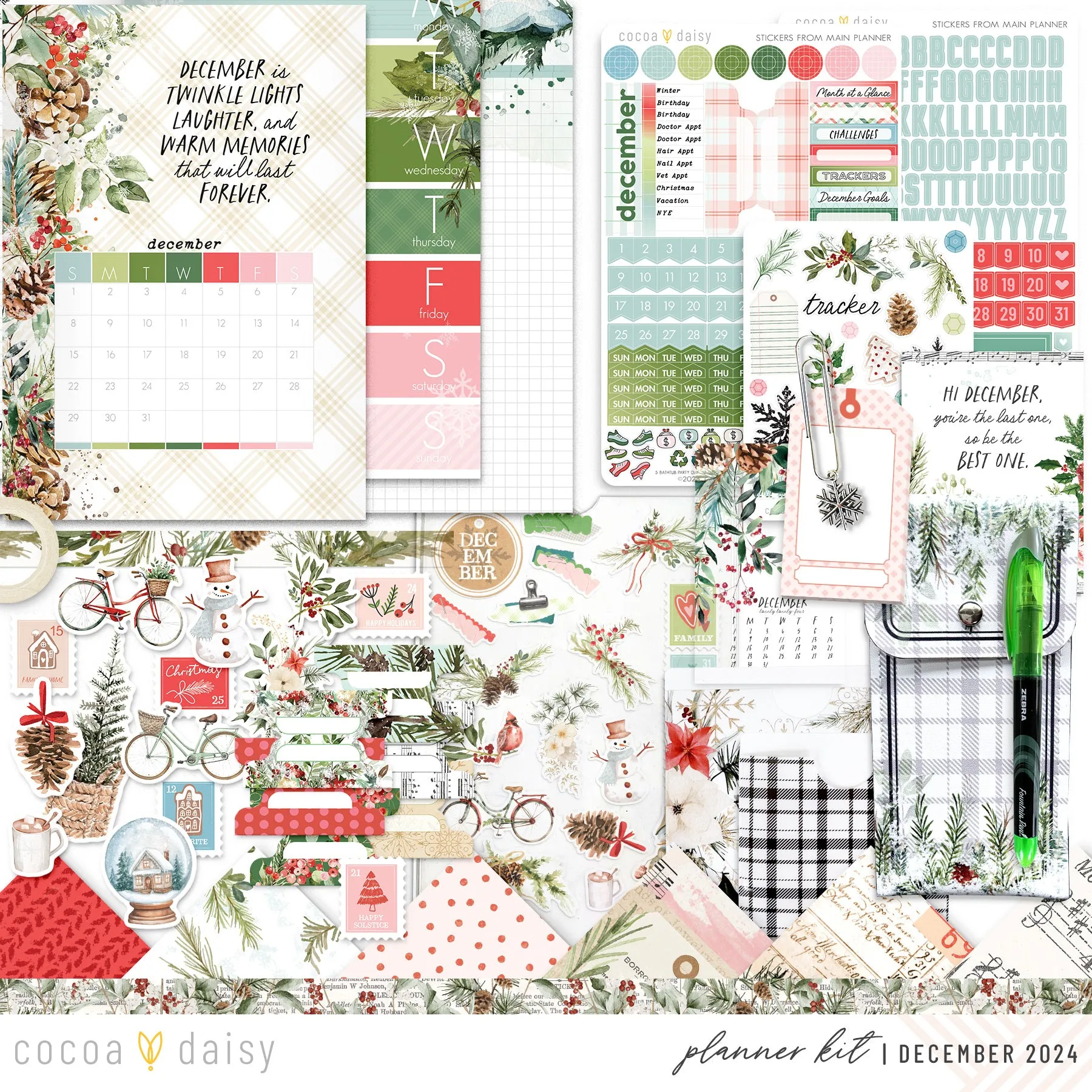 Cedar & Snow Planner Kit - Choose your insert or notebook - December 2024