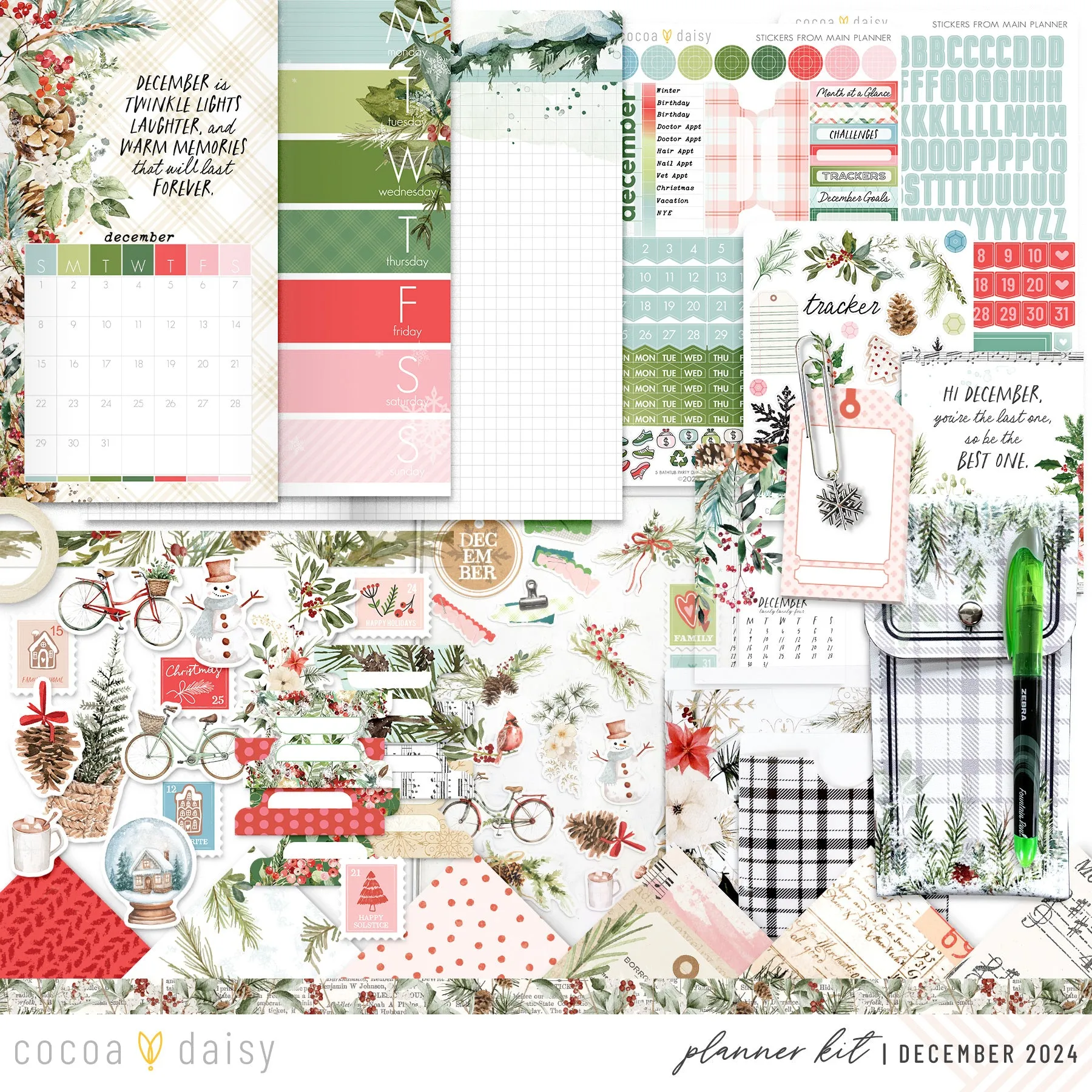 Cedar & Snow Planner Kit - Choose your insert or notebook - December 2024