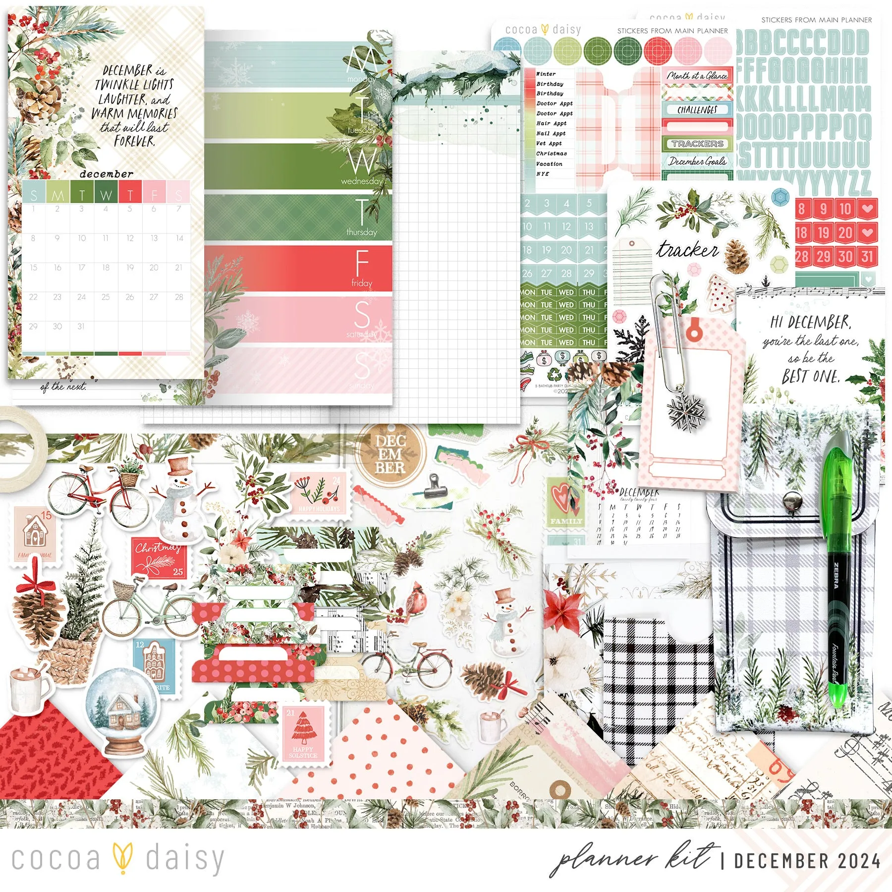 Cedar & Snow Planner Kit - Choose your insert or notebook - December 2024