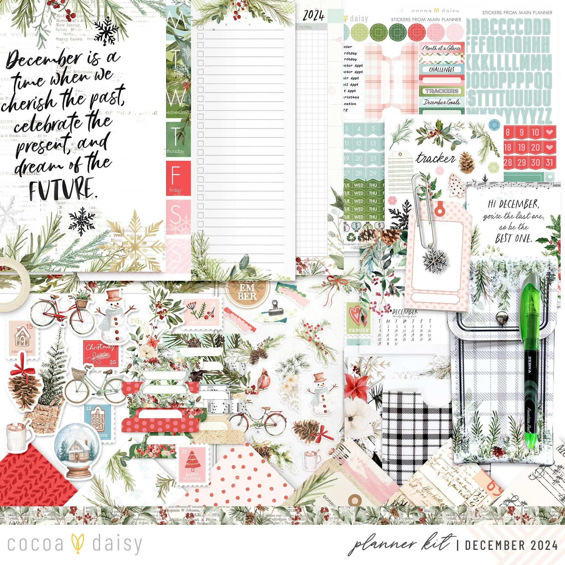 Cedar & Snow Planner Kit - Choose your insert or notebook - December 2024