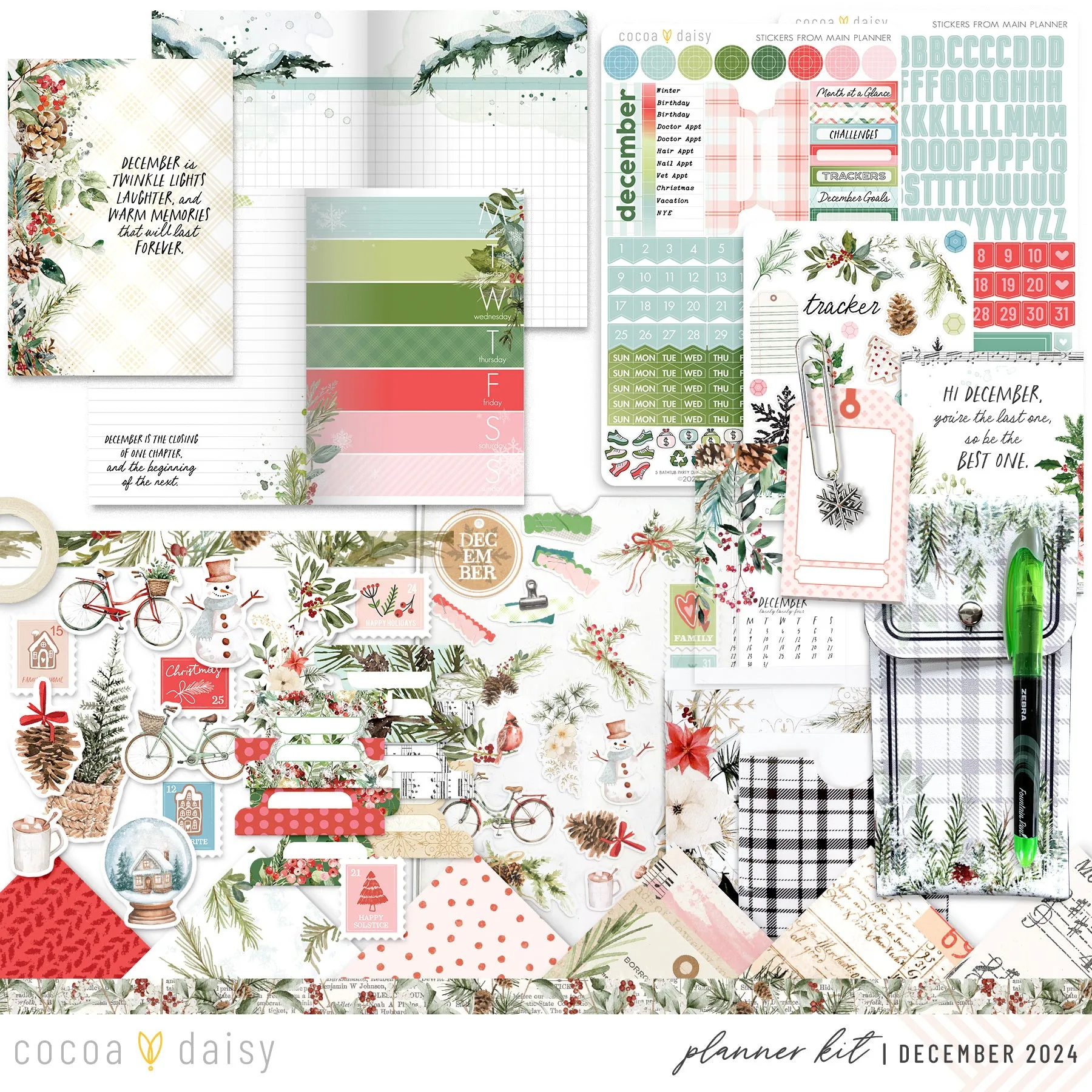 Cedar & Snow Planner Kit - Choose your insert or notebook - December 2024