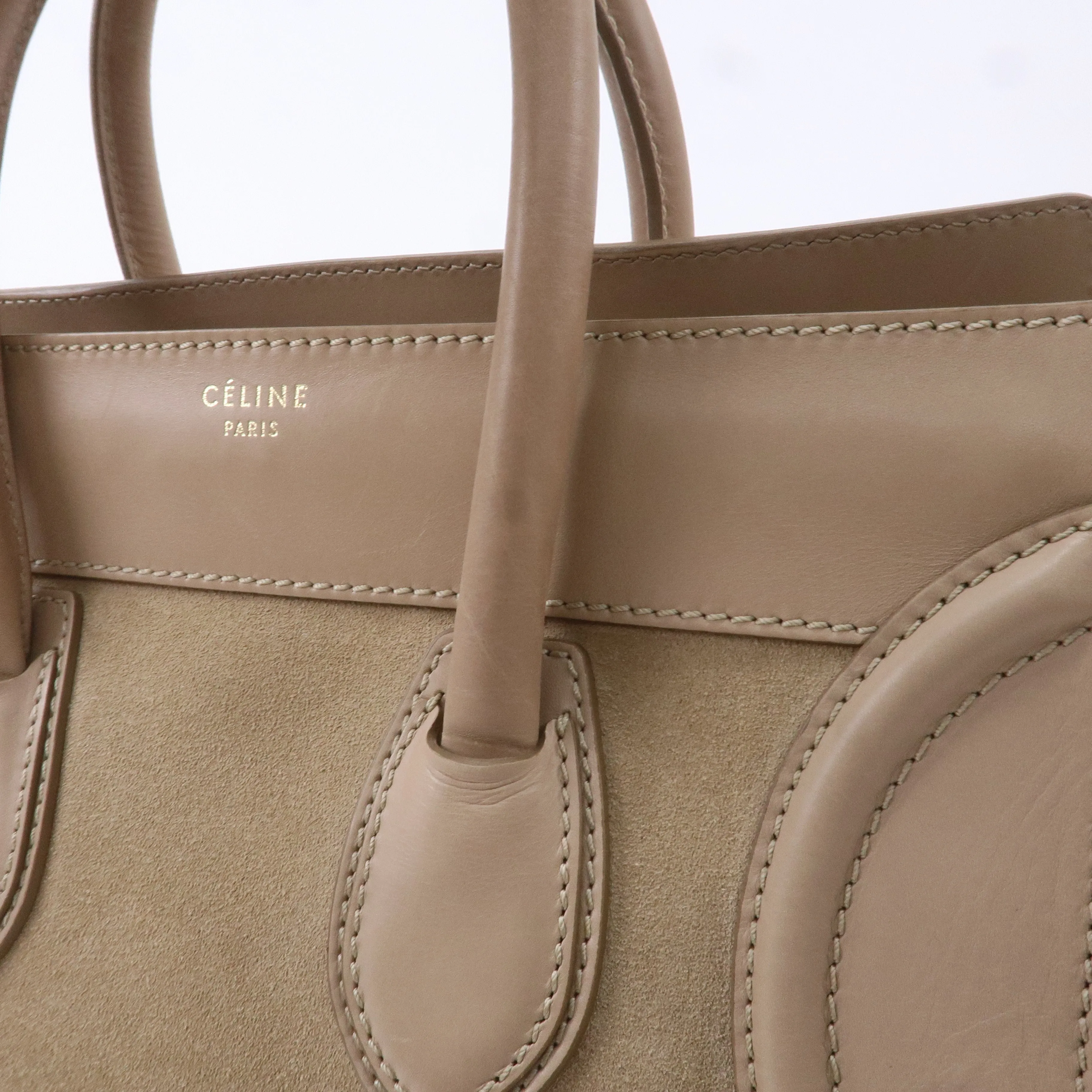 CELINE Luggage Mini Shopper Hand Bag Leather 165213 Beige