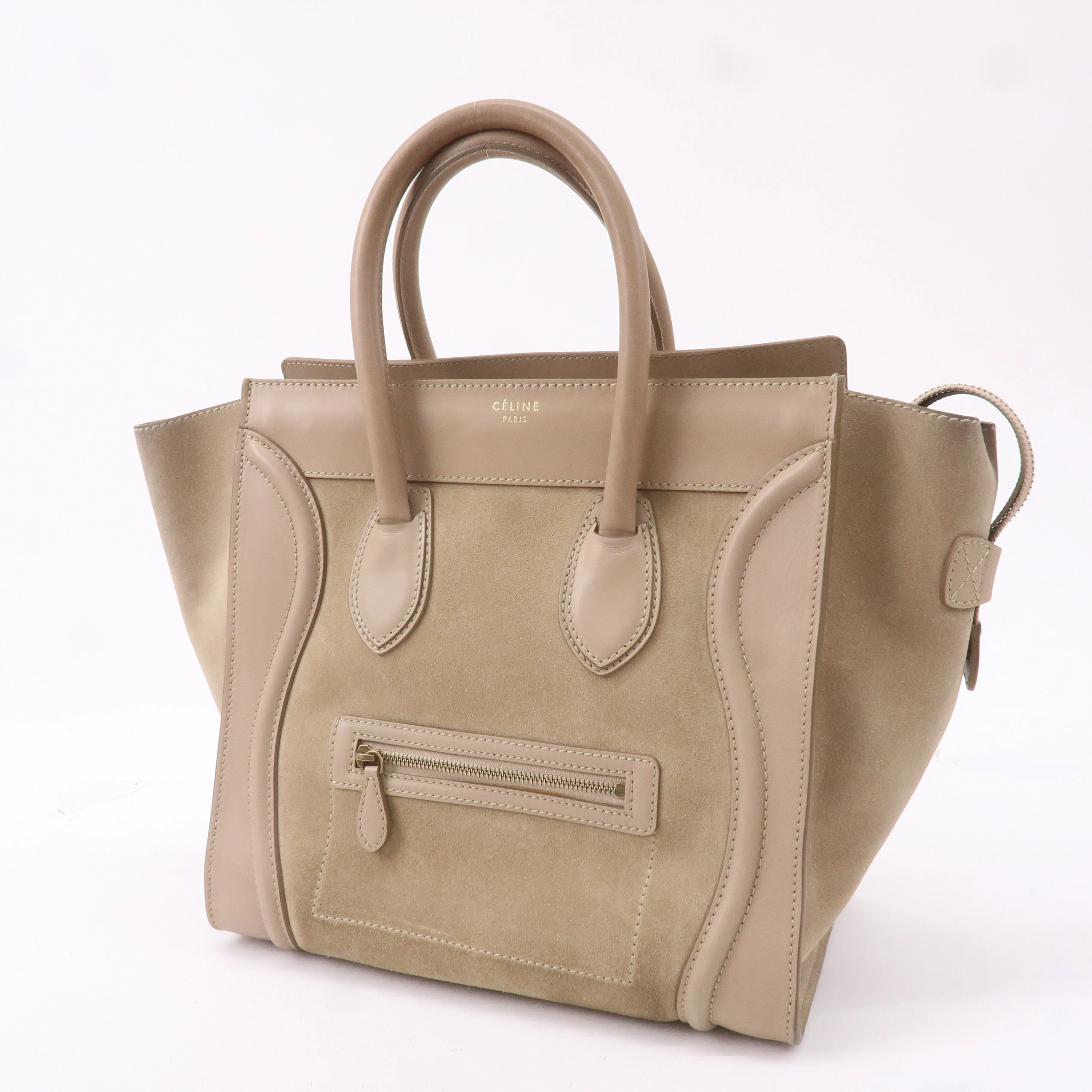 CELINE Luggage Mini Shopper Hand Bag Leather 165213 Beige