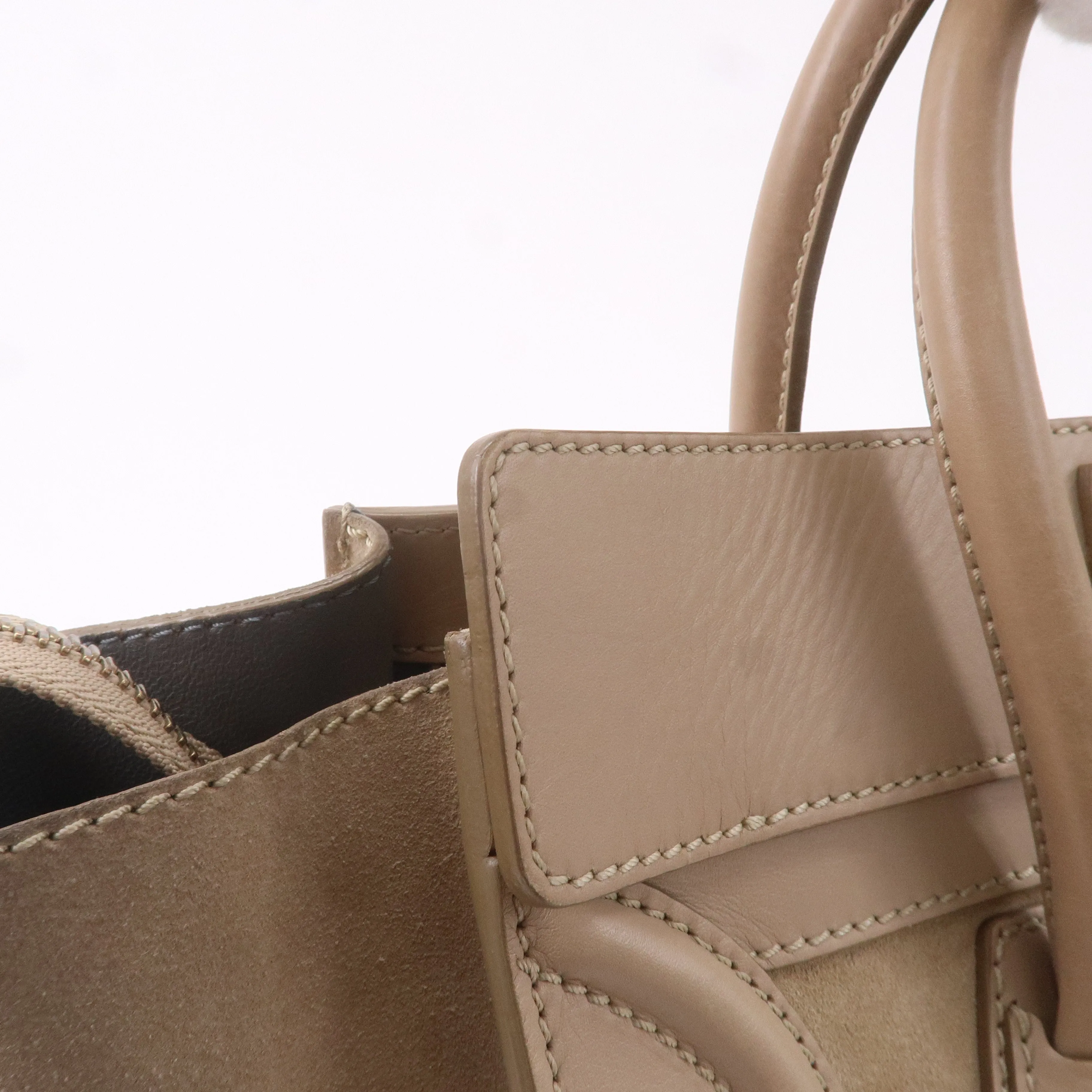 CELINE Luggage Mini Shopper Hand Bag Leather 165213 Beige