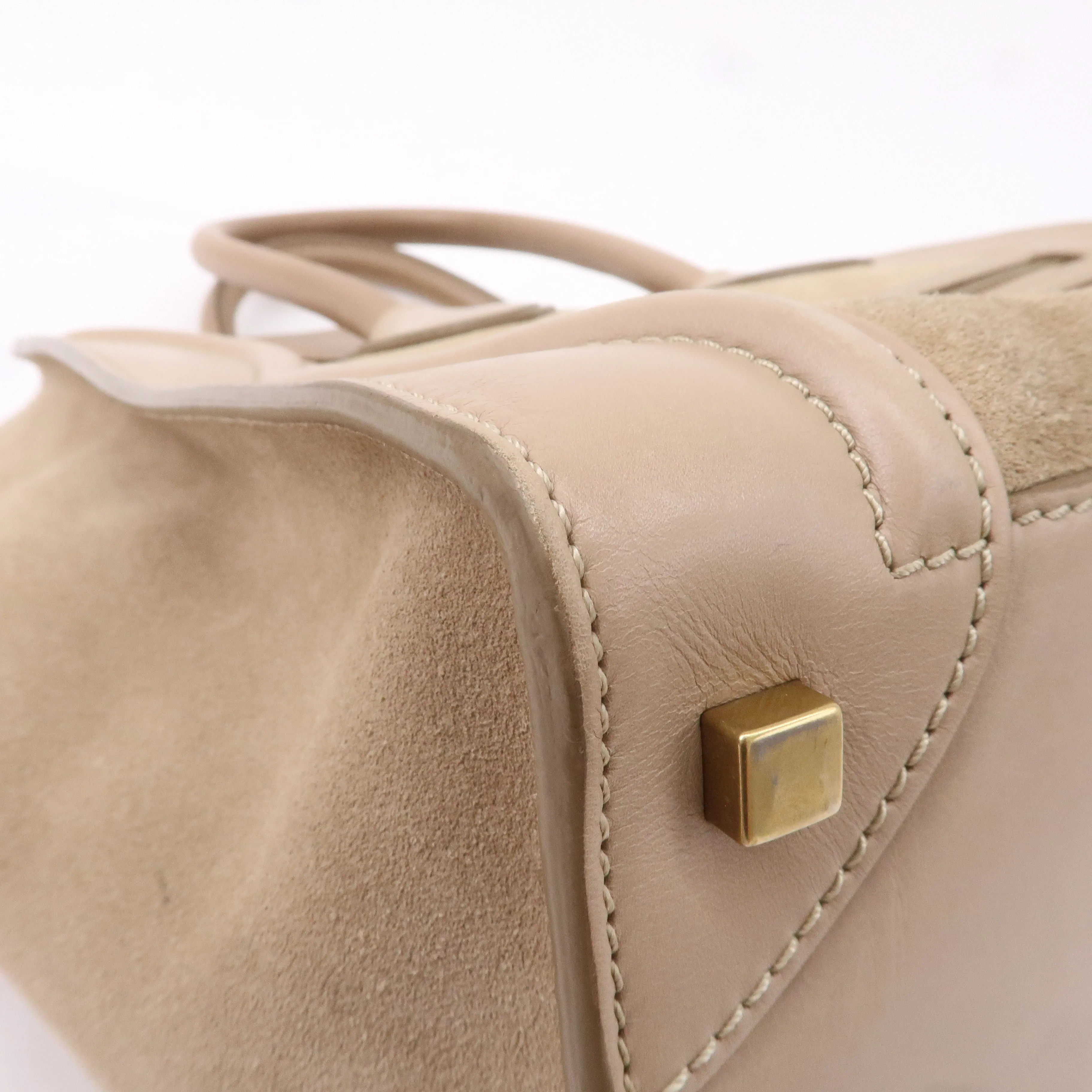 CELINE Luggage Mini Shopper Hand Bag Leather 165213 Beige