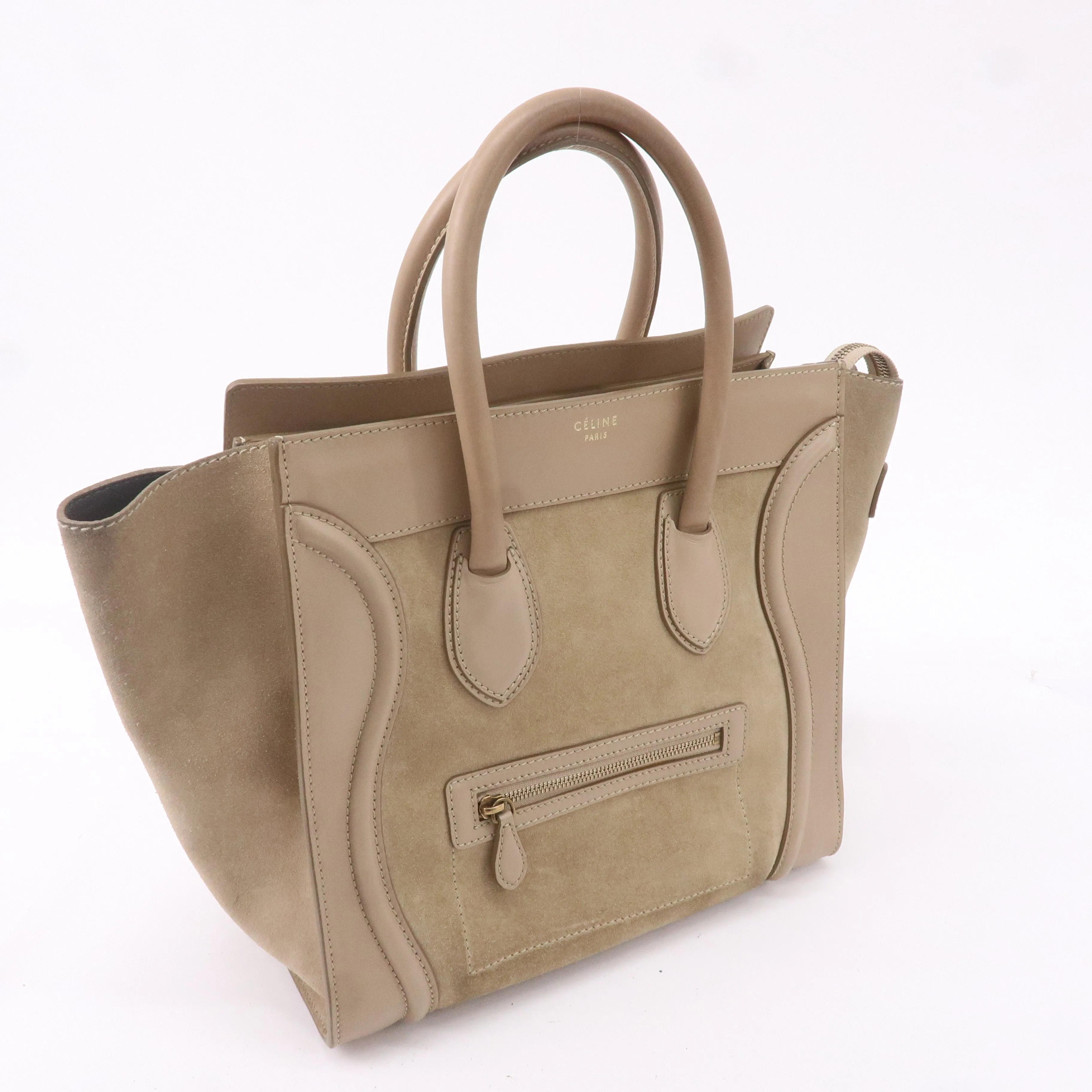 CELINE Luggage Mini Shopper Hand Bag Leather 165213 Beige