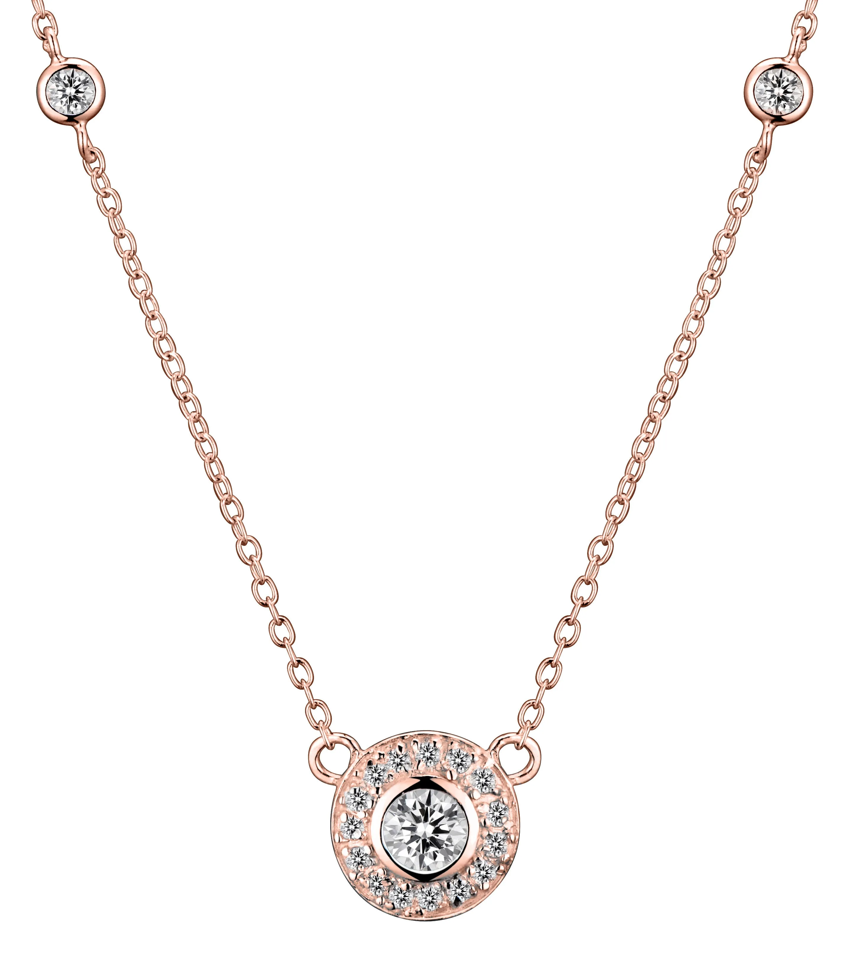 Charlotte Rose Plated Round Bezel Set Necklace