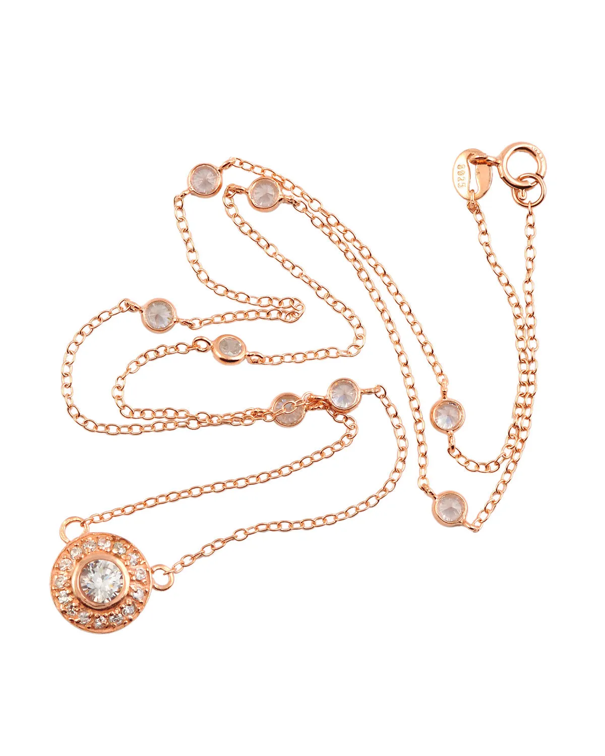 Charlotte Rose Plated Round Bezel Set Necklace