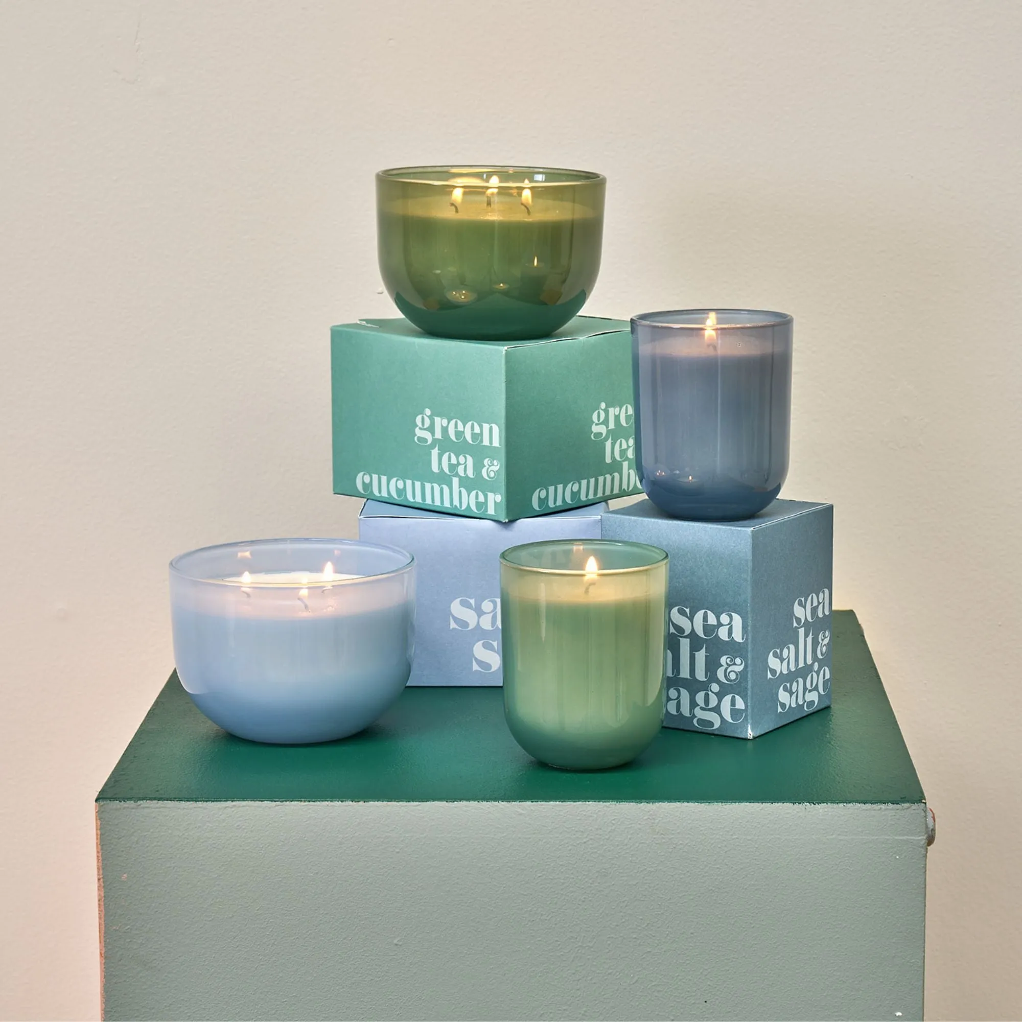 Chroma Glass Candle - Large - Green Tea & Cucumber