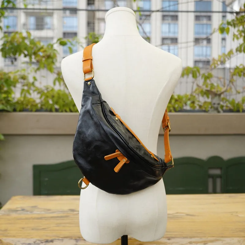 Cool Women's Chest Sling Bag Brown Leather Shoulder Bag