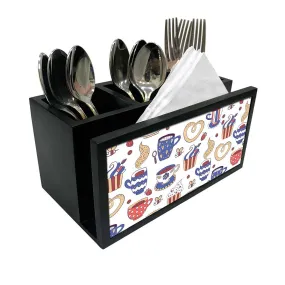 Cutlery Tissue Holder Napkin Stand -  Cup Cake and Tea