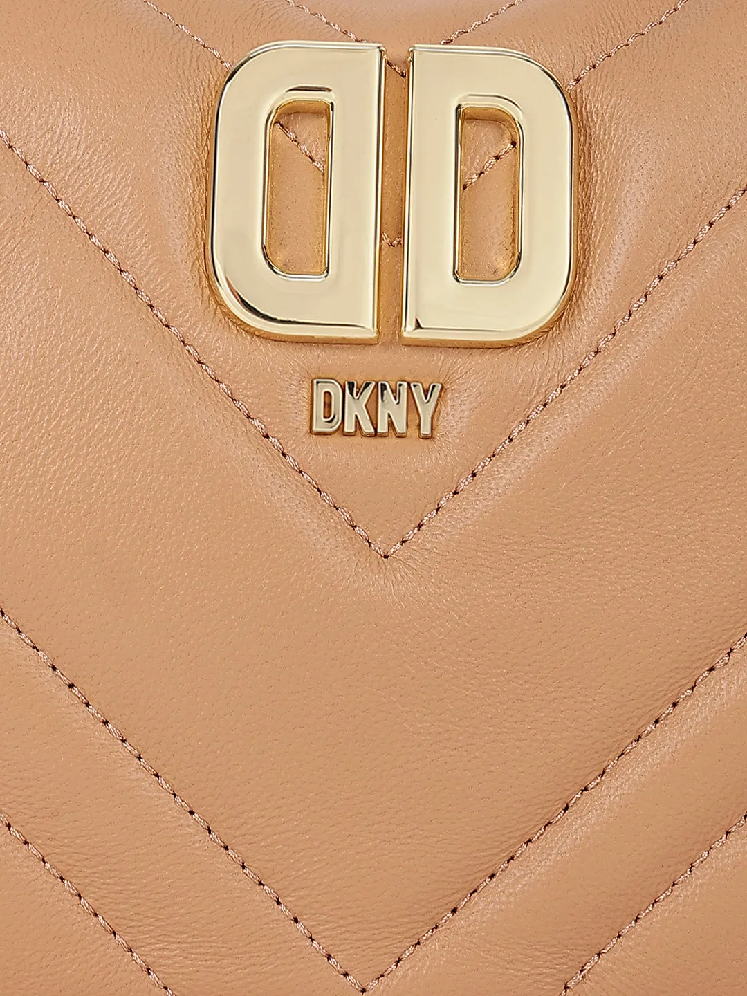 Dkny Women Beige Solid Quilted Hobo Bag
