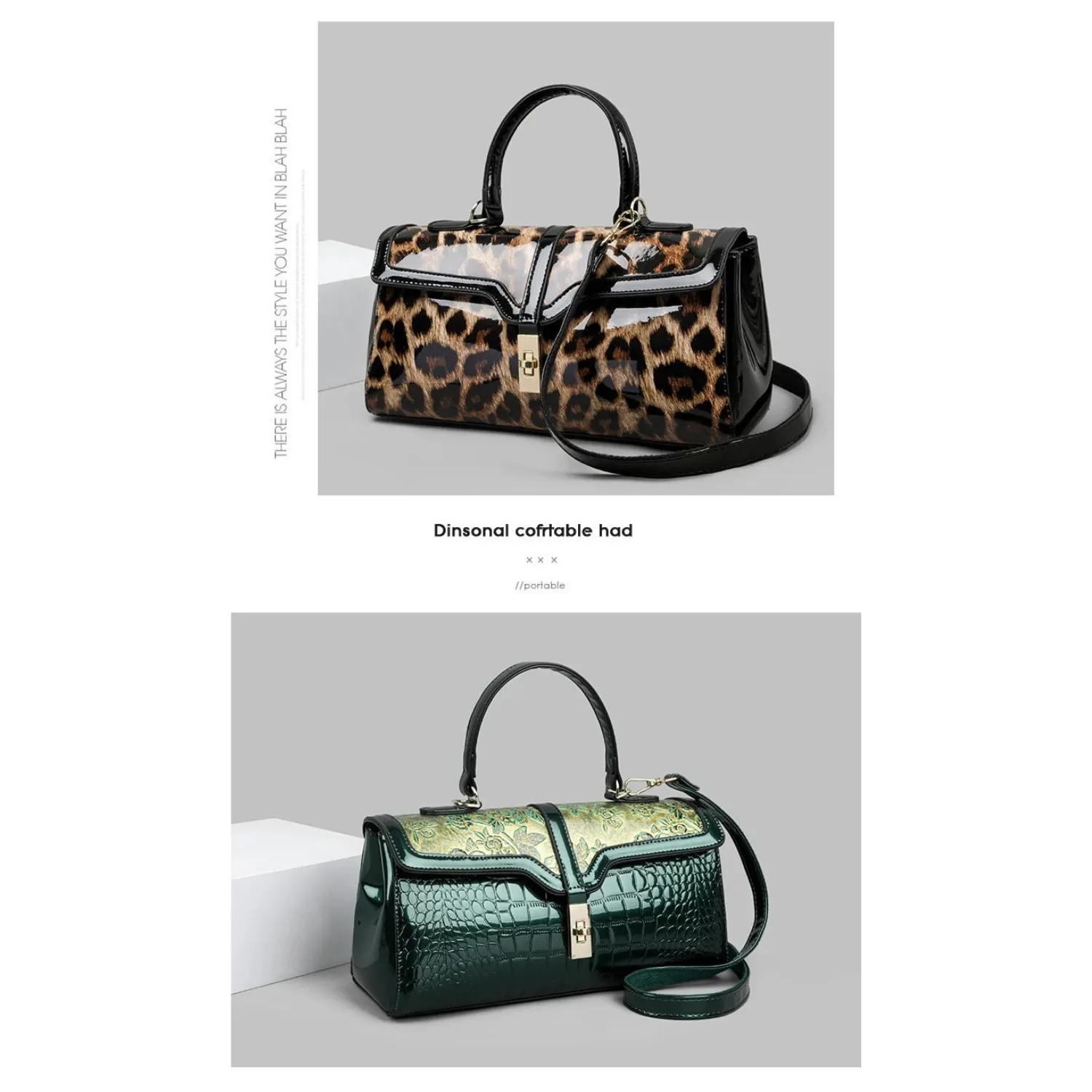 Exotic Emerald Green Floral Patent Tote Bag