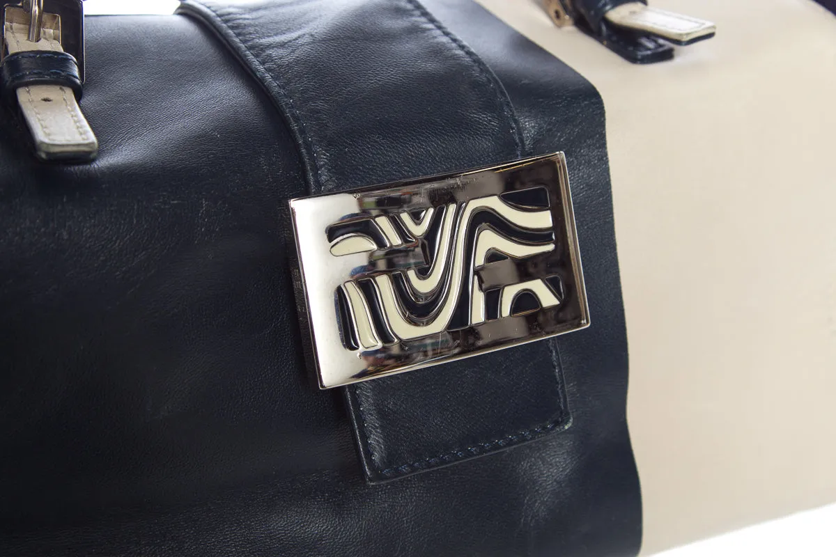 Fendi Navy and Natural Handbag