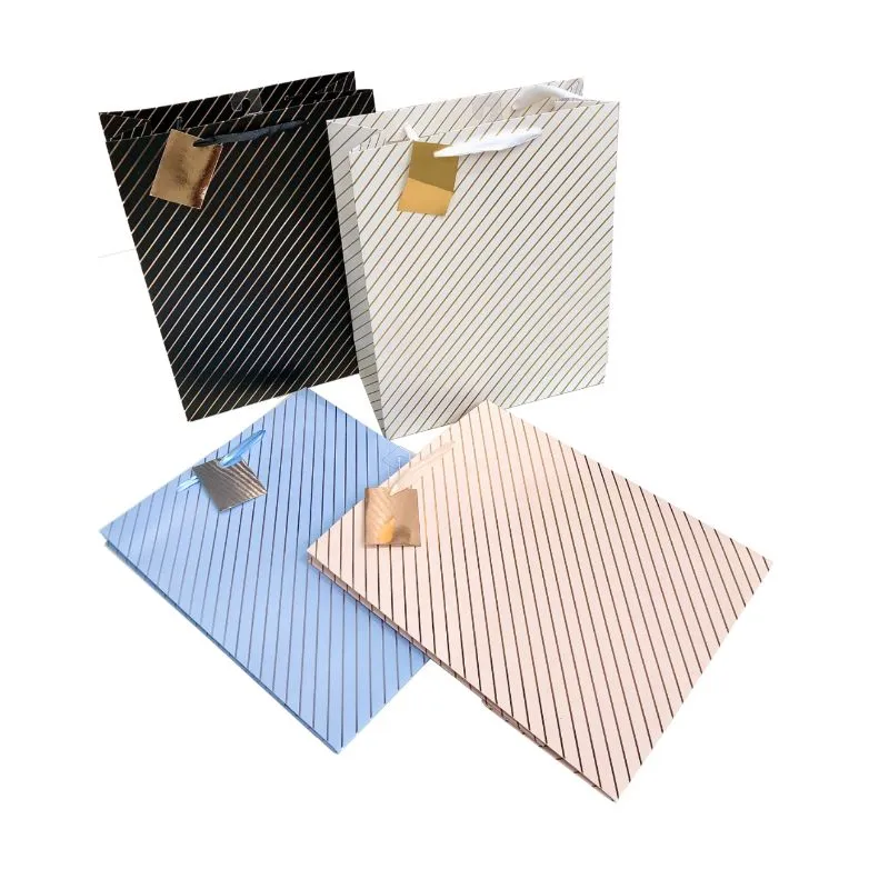Foil Stripe Large Gift Bag - 26cm x 32cm x 10cm