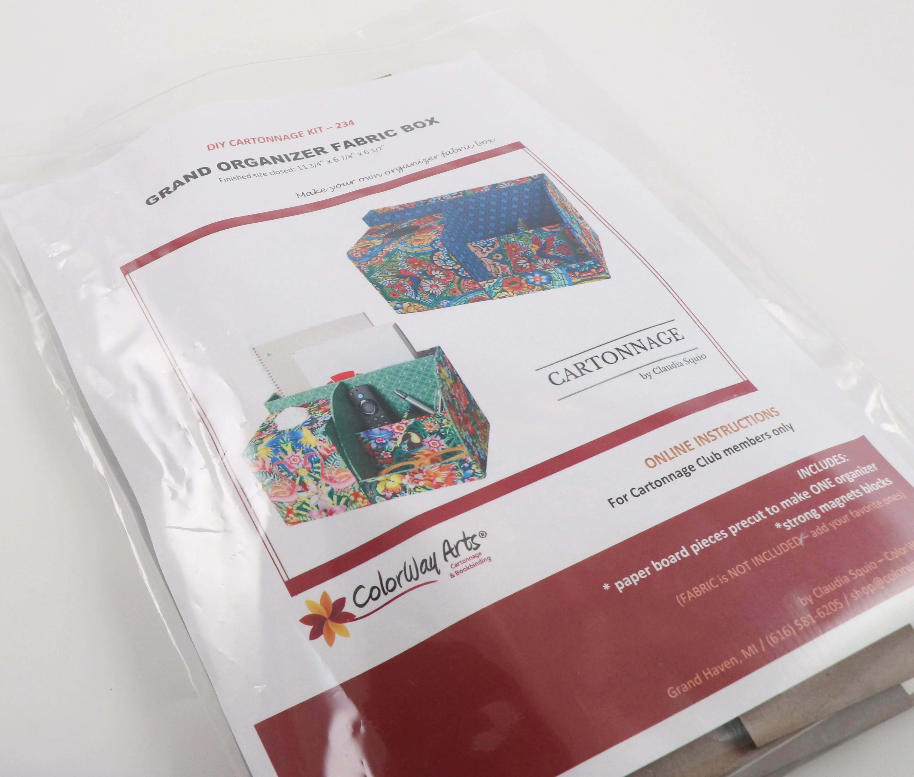 Grand Organizer Fabric box DIY kit, cartonnage kit 234, members only