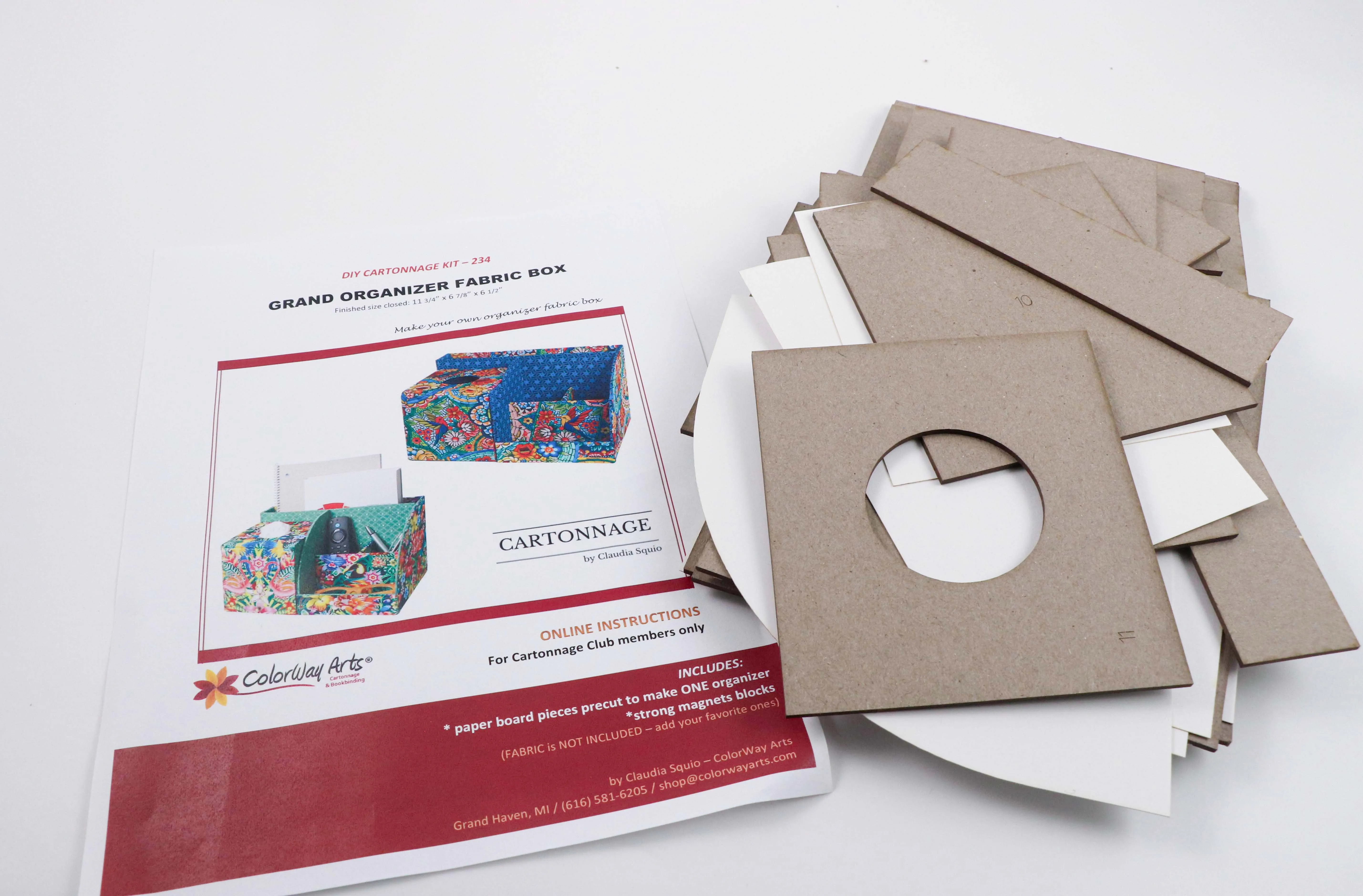 Grand Organizer Fabric box DIY kit, cartonnage kit 234, members only
