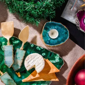Green Agate Tea Light Candle Holder