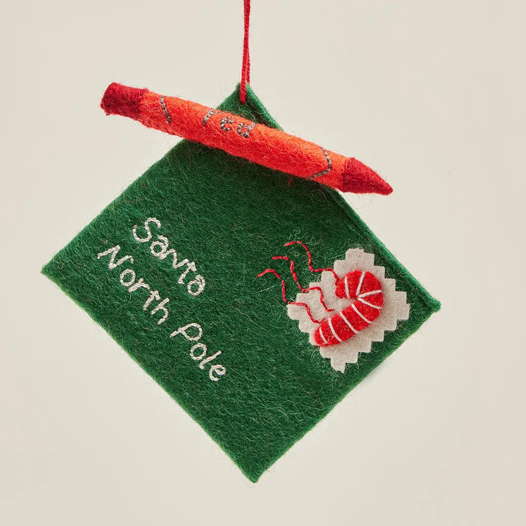 Green Letter to Santa Ornament