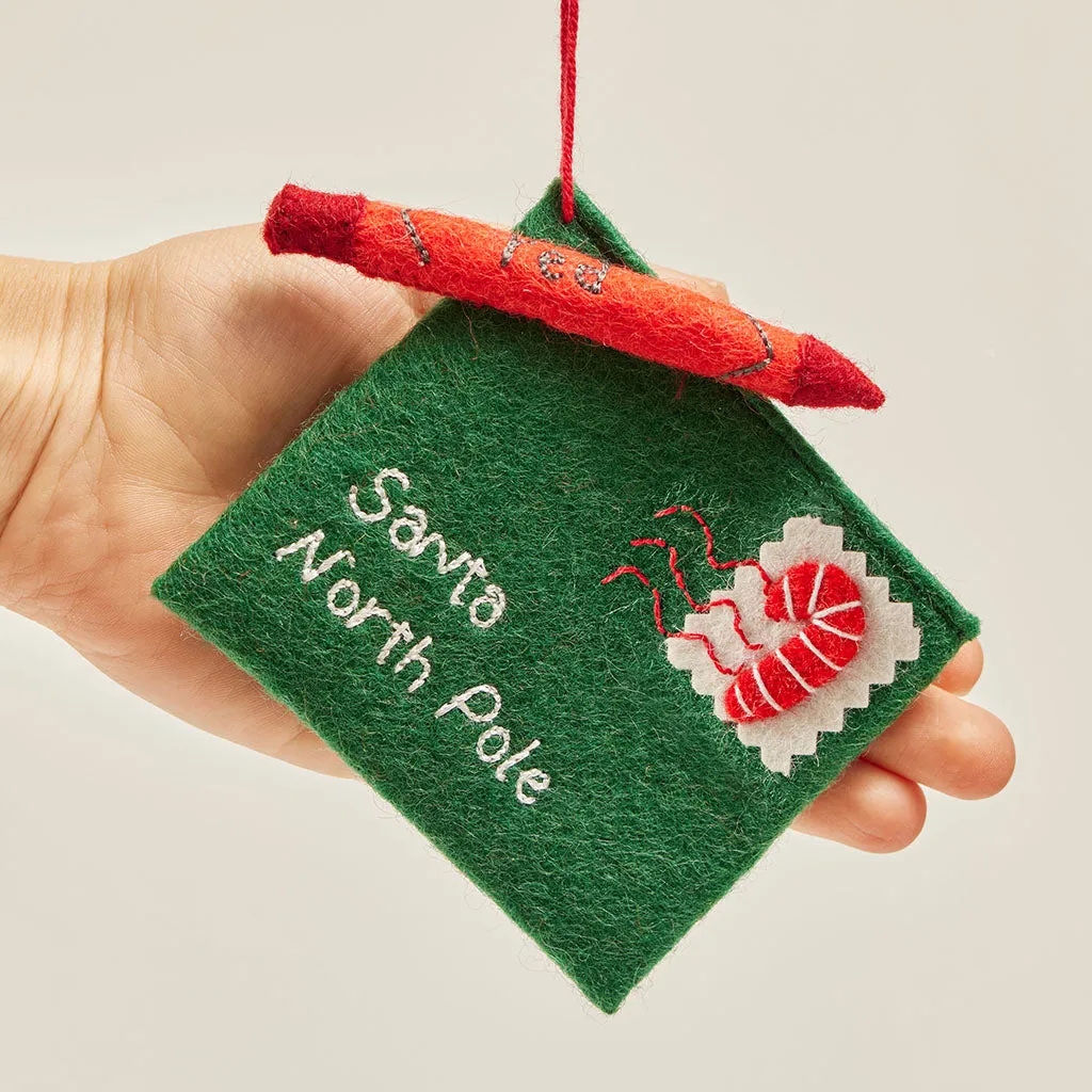 Green Letter to Santa Ornament