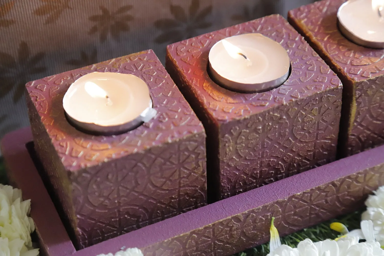Gulabi Sparsh Tealight Candle Holder Set of 4
