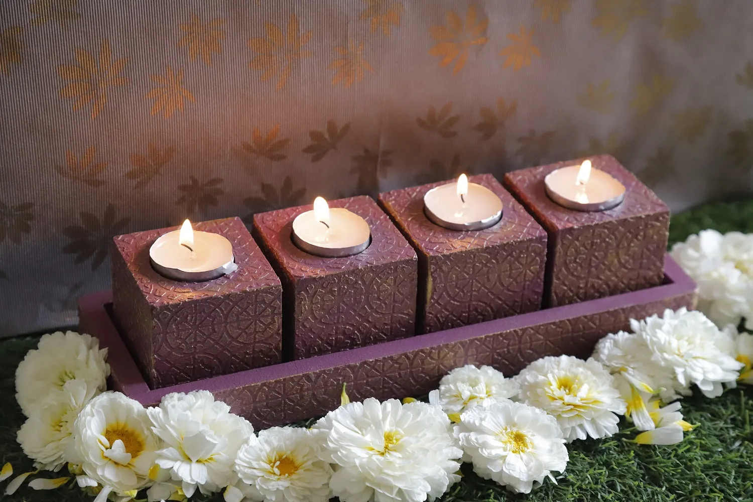 Gulabi Sparsh Tealight Candle Holder Set of 4