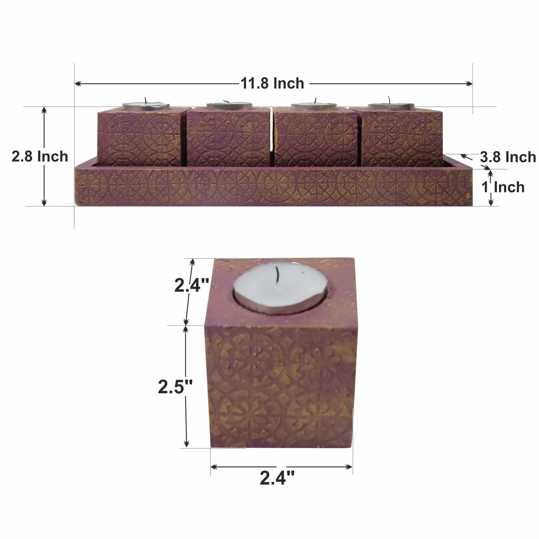 Gulabi Sparsh Tealight Candle Holder Set of 4
