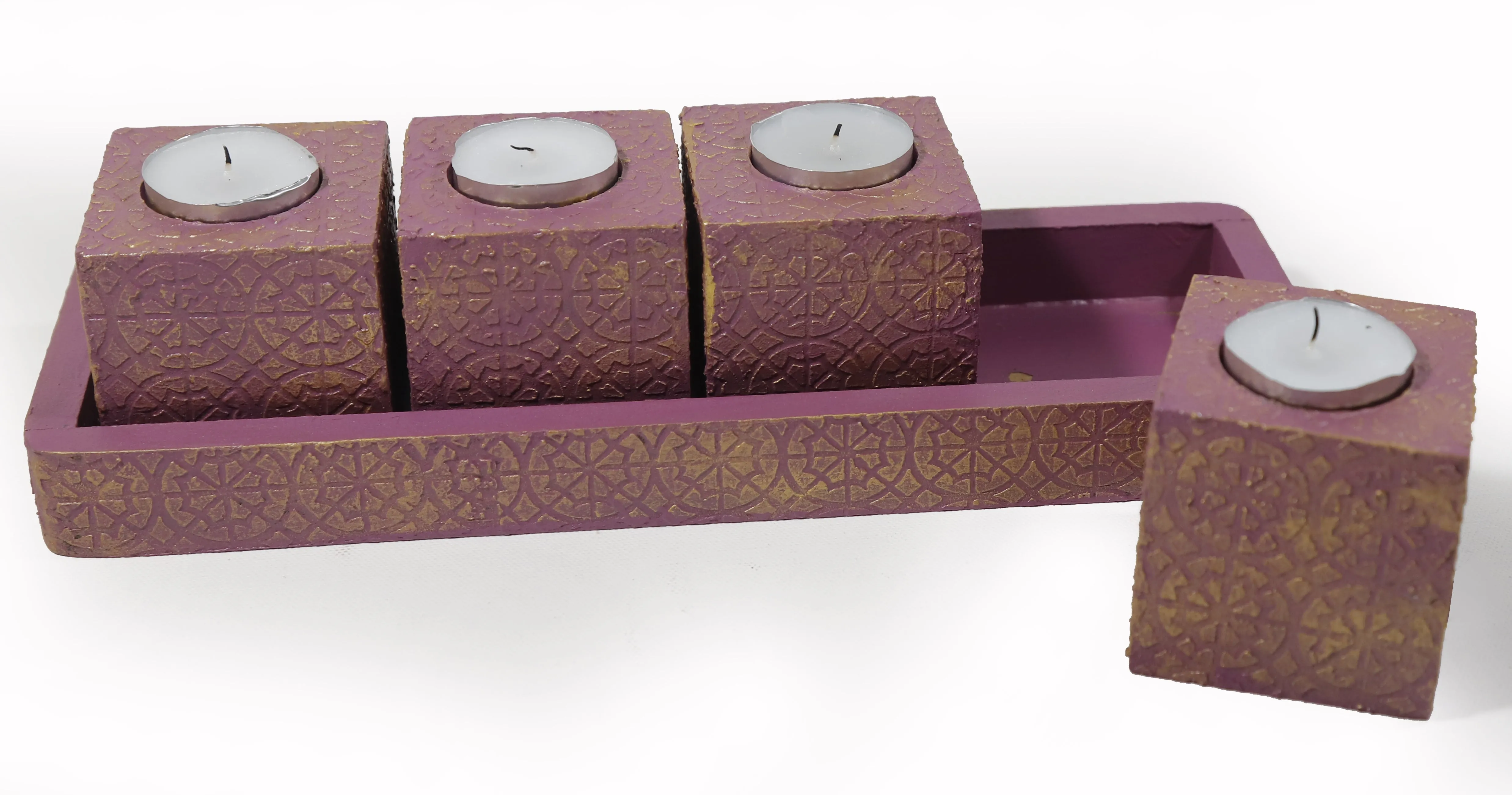 Gulabi Sparsh Tealight Candle Holder Set of 4