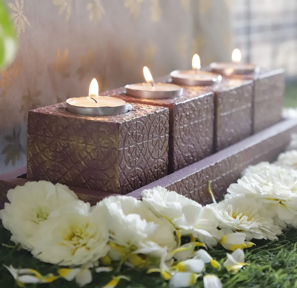 Gulabi Sparsh Tealight Candle Holder Set of 4