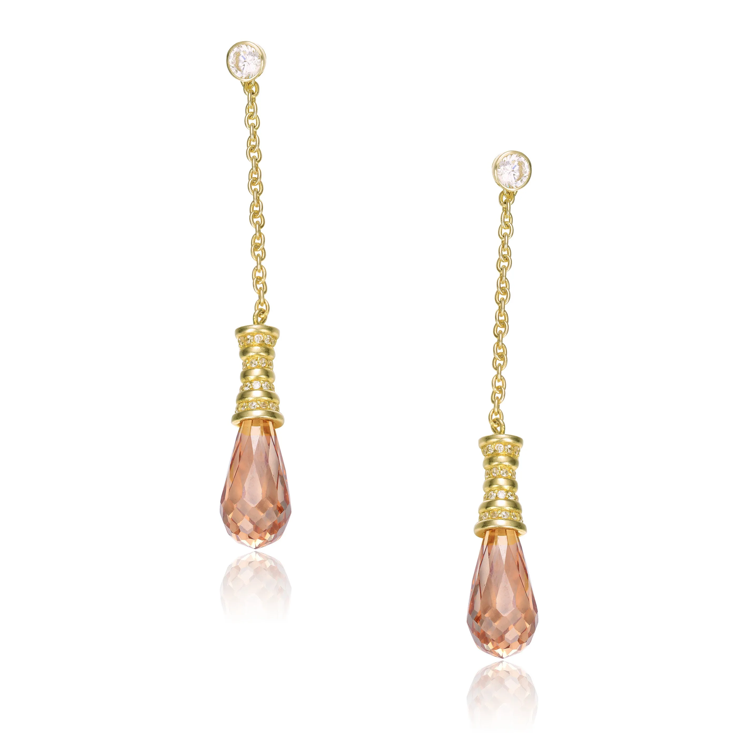 Isabelle Champagne Long Drop Earrings
