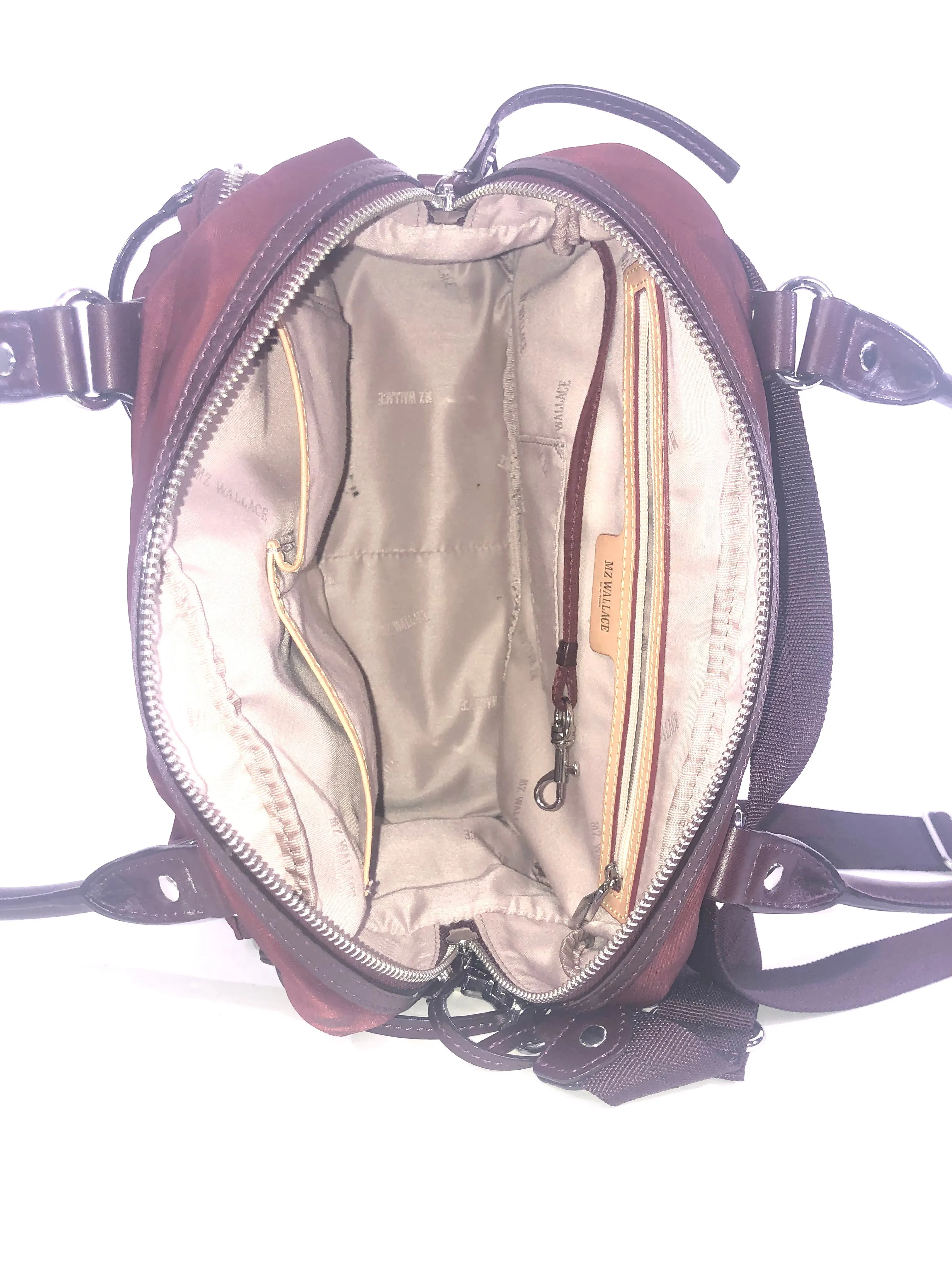 Jane Burgundy Nylon Handbag Crossbody Convertible Bag