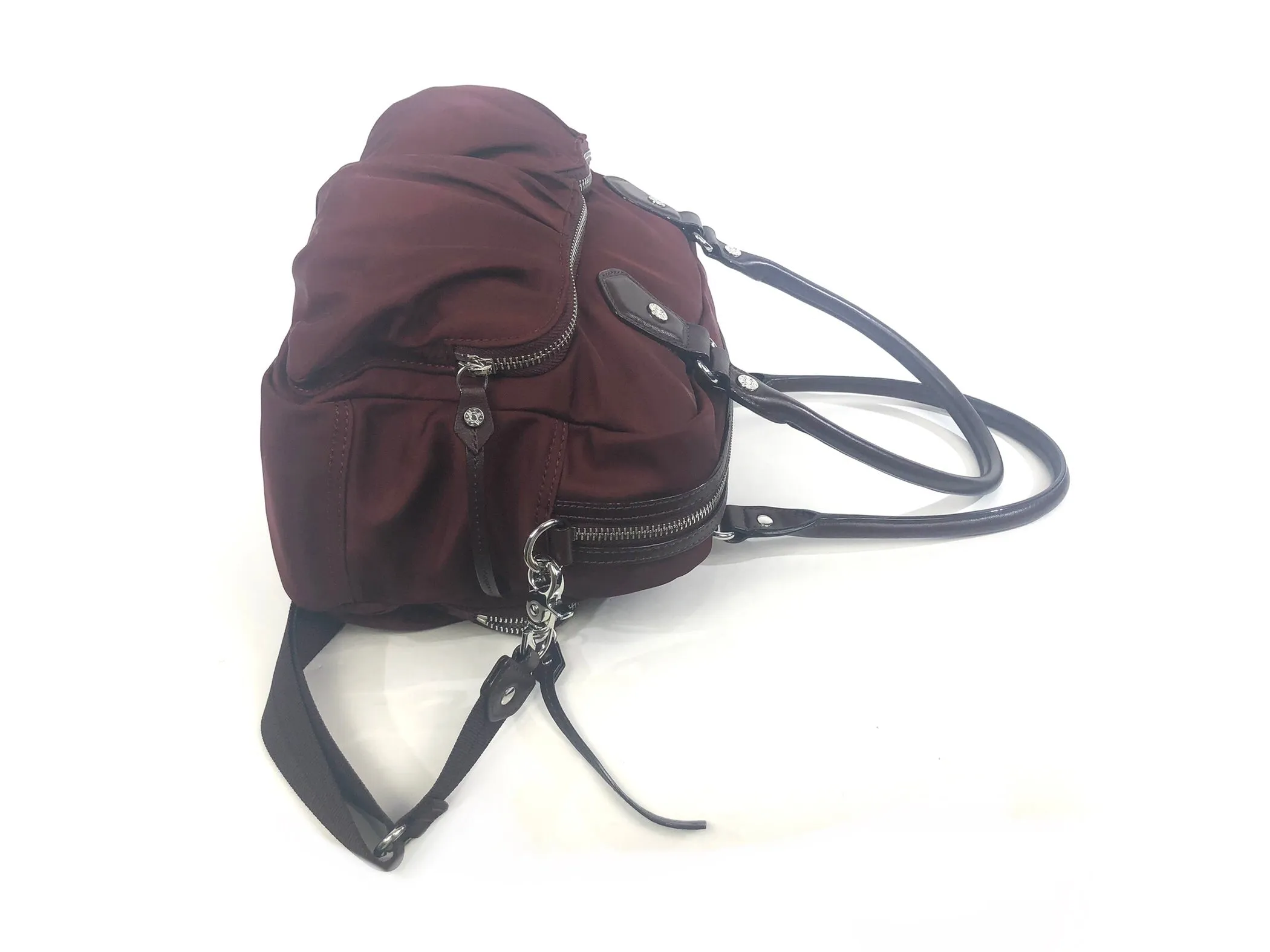 Jane Burgundy Nylon Handbag Crossbody Convertible Bag