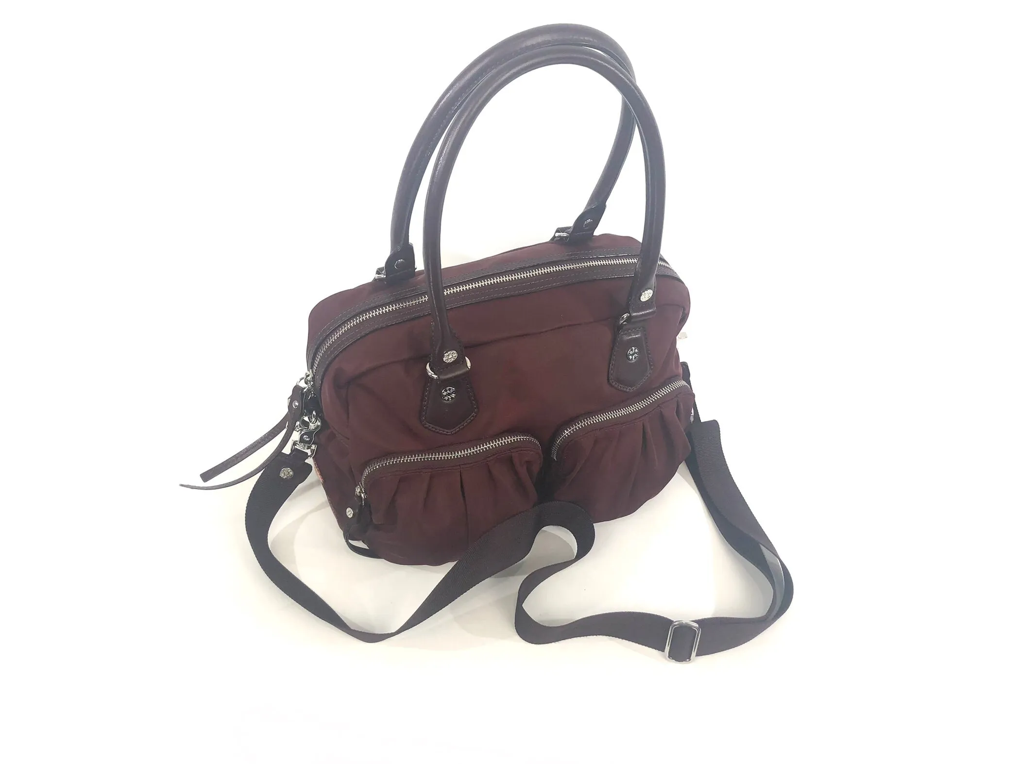 Jane Burgundy Nylon Handbag Crossbody Convertible Bag